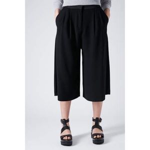 Topshop Black culottes with satin trim